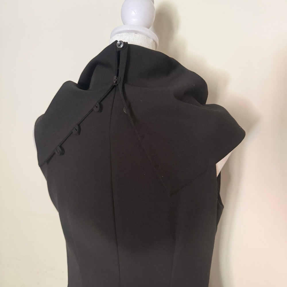 Malloni Italian Pleated Cowl Neck Sleeveless Dress Black IT 42 US 6 - Picture 6 of 11